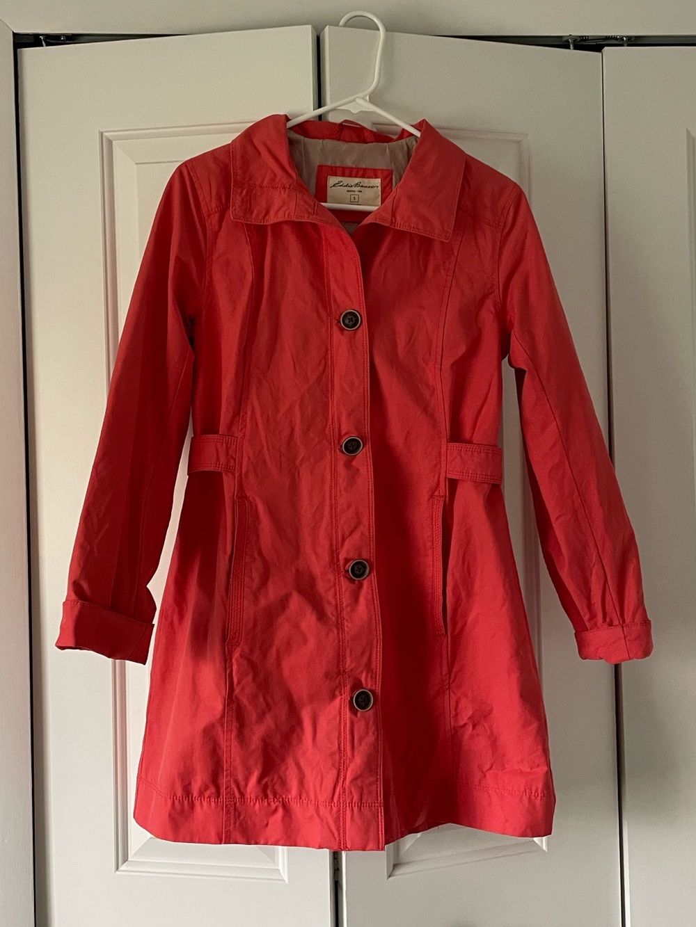Eddie Bauer Coral-Pink Women's Trench Coat, S